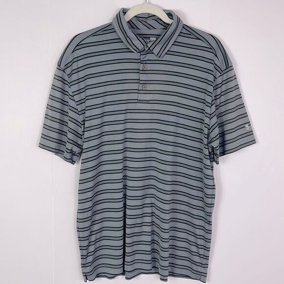 Under Armour Men’s Size Large Striped Dri-fit Polo, gray/black - Picture 1 of 6